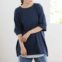 100％スラブ天竺 ・ ひんやり コクーン コットン チュニック