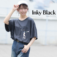 ぶらぶら 猫刺繍 Tシャツ