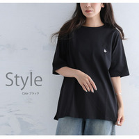 綿100％ 刺しゅう入り ベーシック コットン Tシャツ