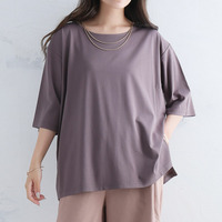 大きいサイズの企画者が考えました！ ネックレス付き 抜け感 シンプル プルオーバー