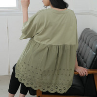 お腹すっぽり 裾レース Tシャツ
