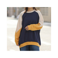 厚すぎないのが着やすい！！配色デザイン ポンチ スウェット トップス