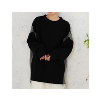 ゆるっとこなれる 配色デザイン バスケット編み ニット プルオーバー