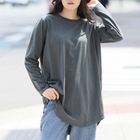 裾フレア 綿100％ 万能 ロング Tシャツ