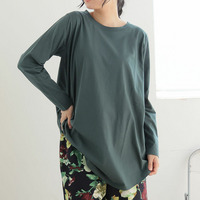 裾フレア 綿100％ 万能 ロング Tシャツ