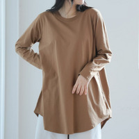 裾フレア 綿100％ 万能 ロング Tシャツ
