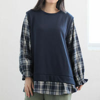 【再入荷】【お腹カバー お尻カバー】華奢魅せ×お洒落 さっと着てパッと可愛い 1枚で完結 ドッキング トップス