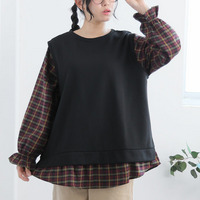 【再入荷】【お腹カバー お尻カバー】華奢魅せ×お洒落 さっと着てパッと可愛い 1枚で完結 ドッキング トップス