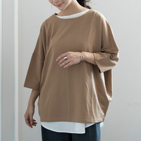 大人の今どきベーシック 立体感 ポンチ トップス 選べる袖丈