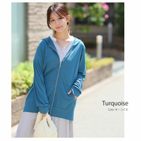 さらっと素材 フード付き カットソー カーデ