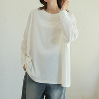 綿100Tシャツ 袖リブ ビッグ プルオーバー