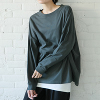 綿100Tシャツ 袖リブ ビッグ プルオーバー