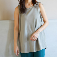 呼吸するコットン100％ 楽のび ワッフルシリーズ ゆったりタンクトップ