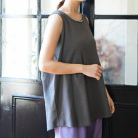 呼吸するコットン100％ 楽のび ワッフルシリーズ ゆったりタンクトップ