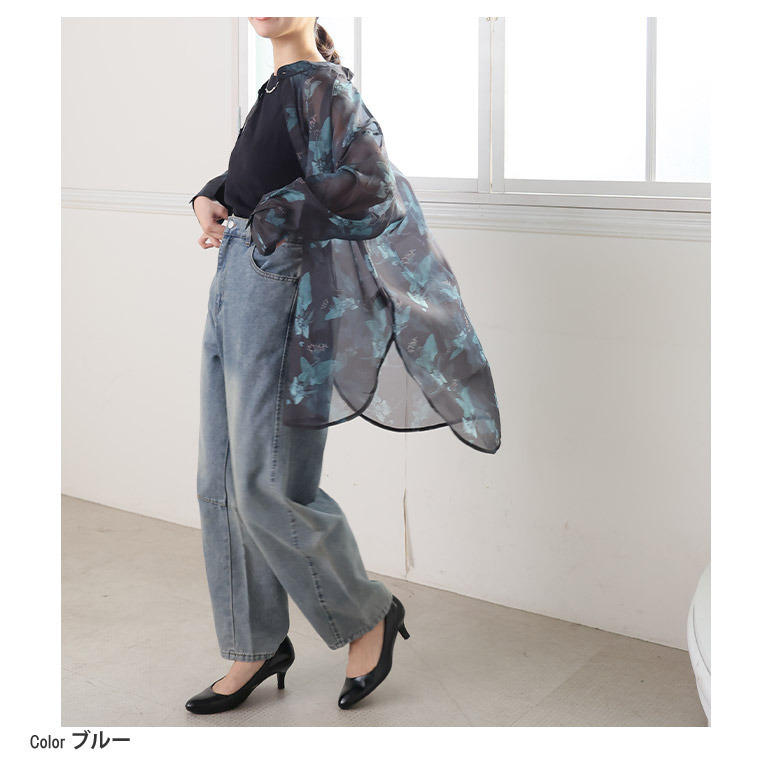 ボタニカルプリント シアー シャツ10