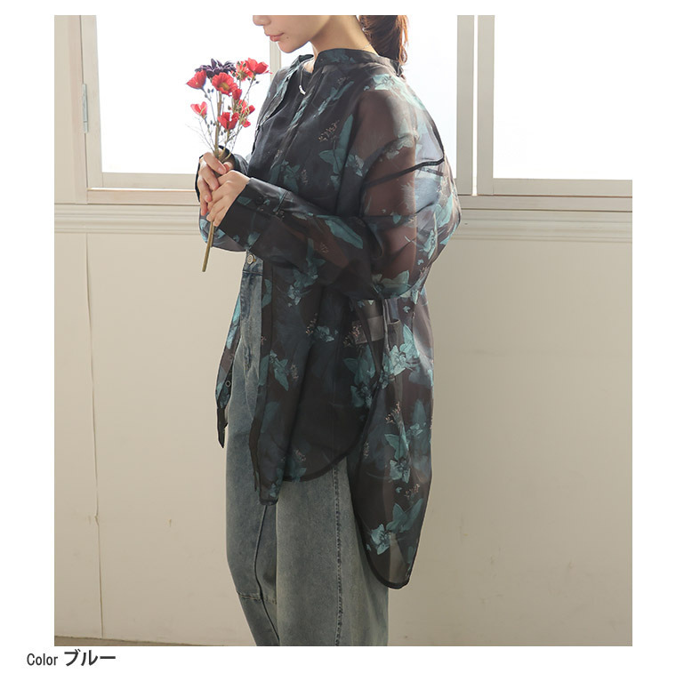 ボタニカルプリント シアー シャツ8