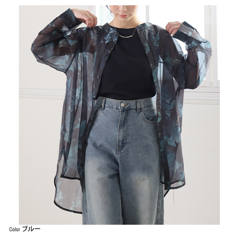 ボタニカルプリント シアー シャツ9