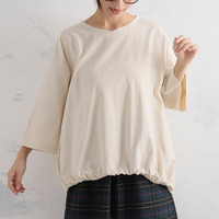 【エアリコTシャツシリーズ】 裾ゴム 浅Vネック トップス
