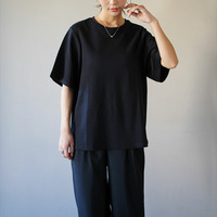 名品！選べるシルエット 綿 ベーシックロンT コットン Tシャツ ラウンドネック 長袖 半袖 深Uネック