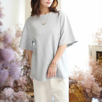 名品！選べるシルエット 綿 ベーシックロンT コットン Tシャツ ラウンドネック 長袖 半袖 深Uネック