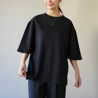 名品！選べるシルエット 綿 ベーシックロンT コットン Tシャツ ラウンドネック 長袖 半袖 深Uネック