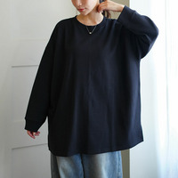 スウェット苦手さんも嬉しい！ 綿 トレーナーライク Tシャツ コットン ロンT 長袖 七分袖 ビッグシルエット