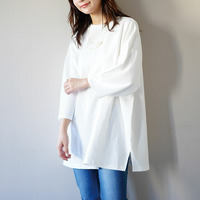 スウェット苦手さんも嬉しい！ 綿 トレーナーライク Tシャツ コットン ロンT 長袖 七分袖 ビッグシルエット