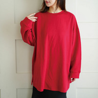 スウェット苦手さんも嬉しい！ 綿 トレーナーライク Tシャツ コットン ロンT 長袖 七分袖 ビッグシルエット