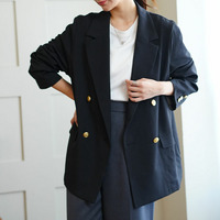 お仕事・行事・カジュアルまで幅広く使える！ 働くママの味方 ダブル ジャケット ゴールドボタン 金ボタン