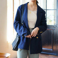 お仕事・行事・カジュアルまで幅広く使える！ 働くママの味方 ダブル ジャケット ゴールドボタン 金ボタン