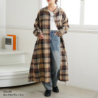 身長別選べる2丈 フランネル チェック 細魅せ シャツワンピース