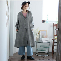 身長別選べる2丈 フランネル チェック 細魅せ シャツワンピース