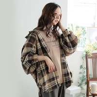 フランネルチェック ボリューム袖 シャツ