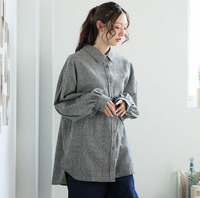 フランネルチェック ボリューム袖 シャツ