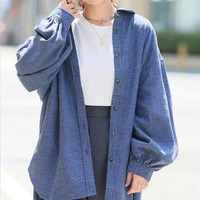 フランネルチェック ボリューム袖 シャツ