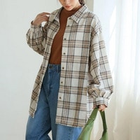 【再入荷】フランネルチェック ボリューム袖 シャツ 大きいサイズ
