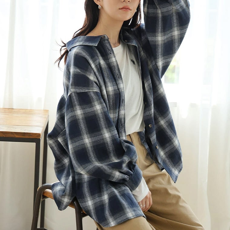 【再入荷】フランネルチェック ボリューム袖 シャツ1