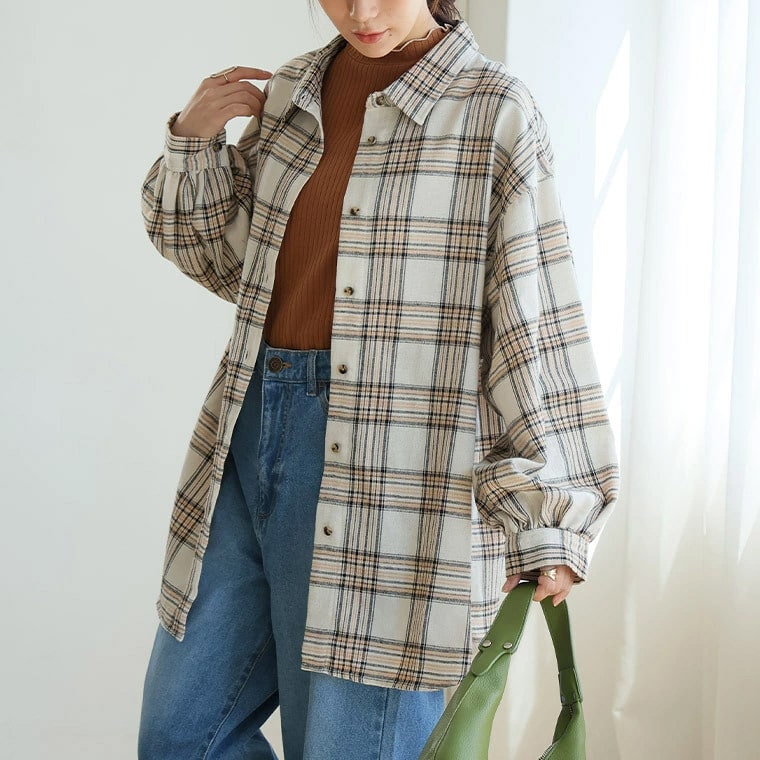 【再入荷】フランネルチェック ボリューム袖 シャツ1