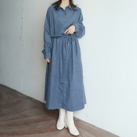 選べる身長別2丈 フランネルチェック 細魅せ ロング シャツワンピース