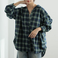 フランネルチェック サイドタックシャツ ブラウス