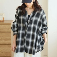 【再入荷】フランネルチェック サイドタックシャツ ブラウス