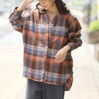 【再入荷】フランネルチェック サイドタックシャツ ブラウス