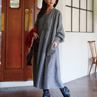 フランネルチェック タック フレア ロングワンピース