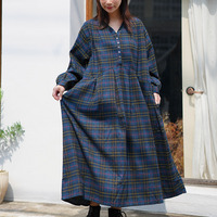 フランネルチェック タック フレア ロングワンピース