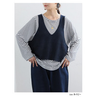 着心地さらっとスタイルアップが叶う ニットベスト+チュニック アンサンブル 2点セット