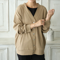 呼吸するコットン100％ 楽のび ワッフルシリーズ ゆるカーディガン