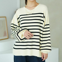 フィットしすぎない! 細魅せ叶える! 華奢魅せ美人 もっちり リブ Vネック ぽわん袖 ニット