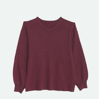 フィットしすぎない! 細魅せ叶える! 華奢魅せ美人 もっちり リブ Vネック ぽわん袖 ニット