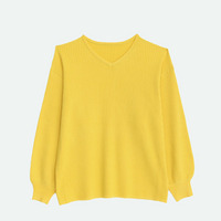 フィットしすぎない! 細魅せ叶える! 華奢魅せ美人 もっちり リブ Vネック ぽわん袖 ニット