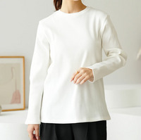 【ちょい温シリーズ】ラウンドネック リブ トップス 